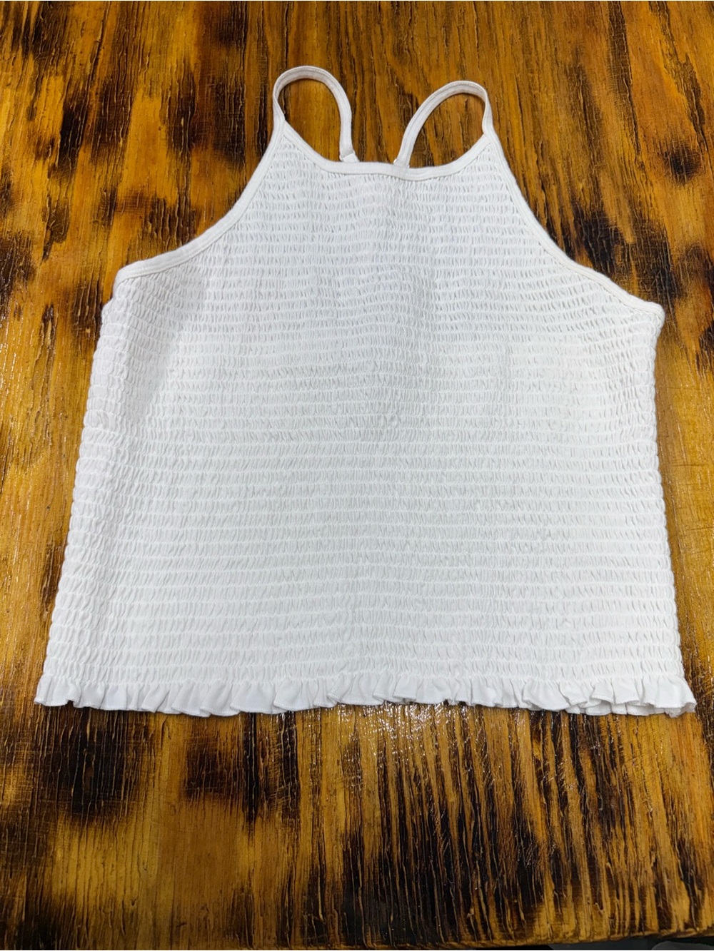 SO White Smocked Halter Camisole